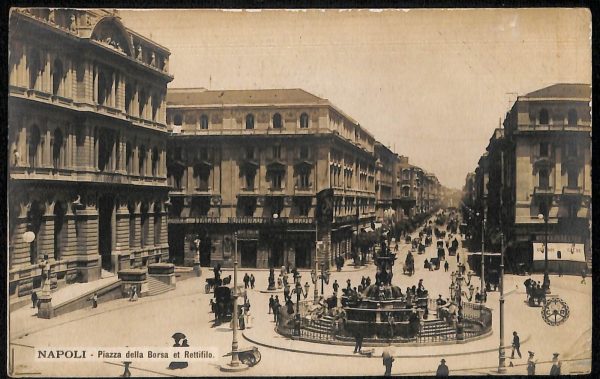 ab8102 - CARTOLINA  D'EPOCA - Napoli  Città - Piazza della Borsa et Rettifilo