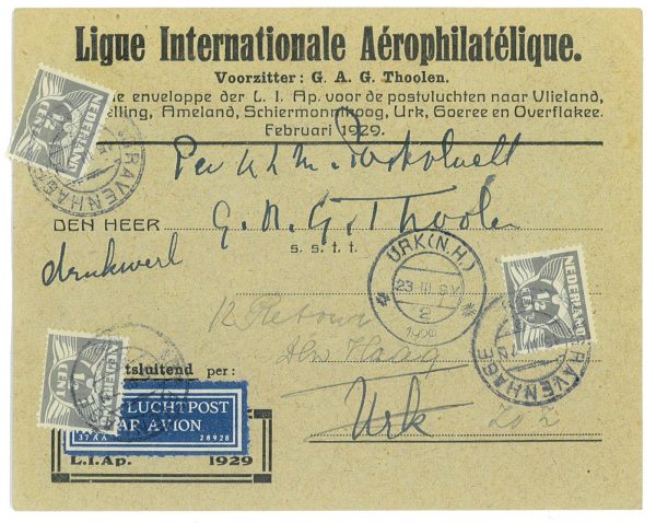 P3693 - AIRMAIL , NETHERLANDS . 15.3.1929, GRAVENHAGE TO URK.