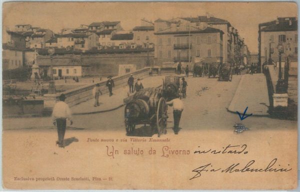 73327  - CARTOLINA d'Epoca: LIVORNO Città -   PONTE NUOVO  1901