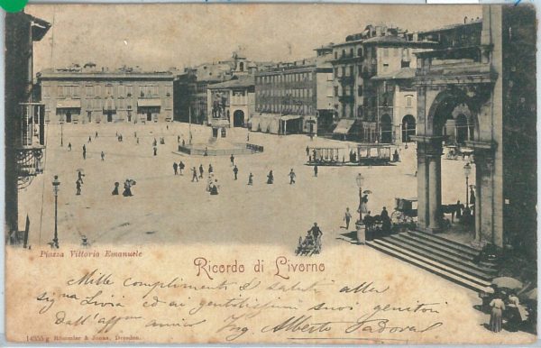 73361  - CARTOLINA d'Epoca: LIVORNO Città -  Piazza  VITTORIO EMANUELE