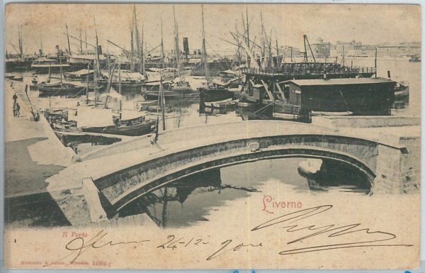 73331  - CARTOLINA d'Epoca: LIVORNO Città -  Il PORTO  1900