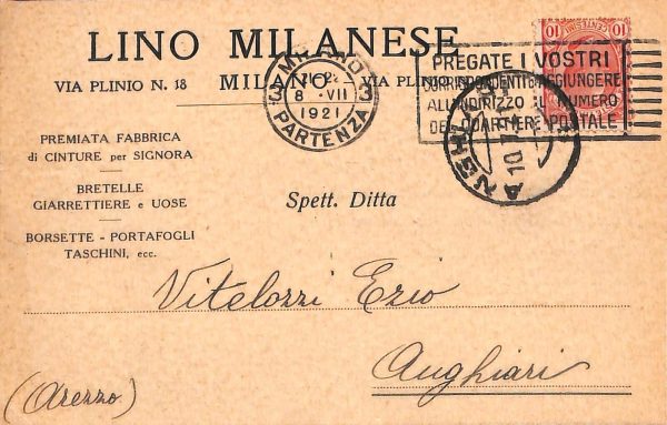 ac3686 - CARTOLINA  D'EPOCA - Milano Città - Lino Milanese  1921