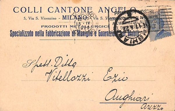 ac3689 - CARTOLINA  D'EPOCA - Milano Città - Colli Cantone Angelo  1922