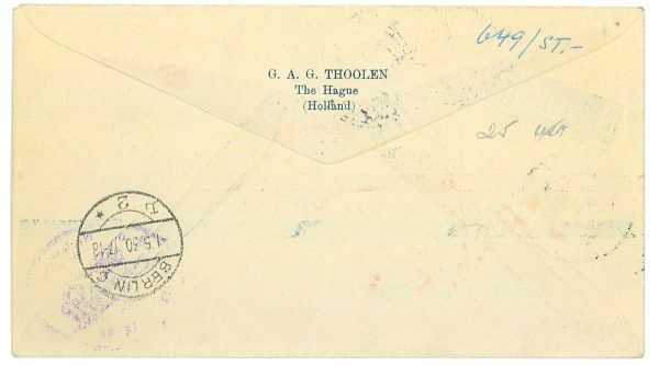 P3694 - AIRMAIL , NETHERLANDS , 1.5.1930 AMSTERDAM REVAL - ESTONIA , VIA BERLIN - immagine 2