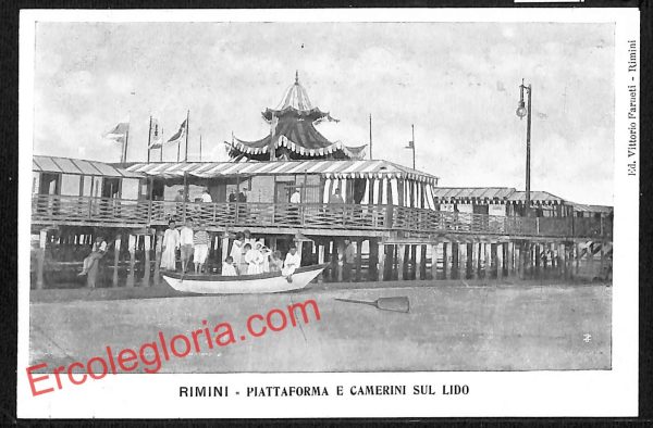 ai0757 - CARTOLINA D'EPOCA - Rimini Città - Piattaforma e Camerini sul Lago