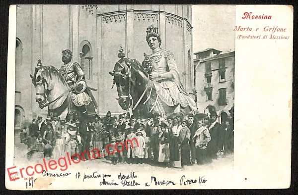 ag8782 - CARTOLINA D'EPOCA - Messina Città - Marta e Grifone