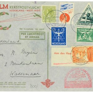 P3697 - AIRMAIL , NETHERLANDS , 12.12.34 SPECIAL FLIGHT TO THE DUTCH WEST INDIES