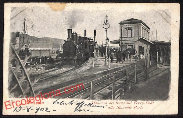ag8785 - CARTOLINA D'EPOCA - Messina- Treno sul Ferry - Boat alla Stazione Poro