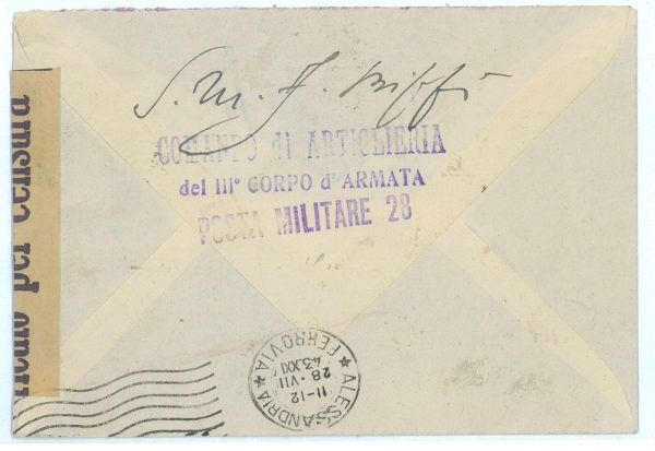 P2584 - ITALIA REGNO , POSTA MILITARE, 6 VALORI SU LETTERA ESPRESSO VIA AEREA - immagine 2