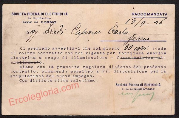 ae5905 - CARTOLINA D'EPOCA - Fermo Città - Società Picena di Elettricità - immagine 2