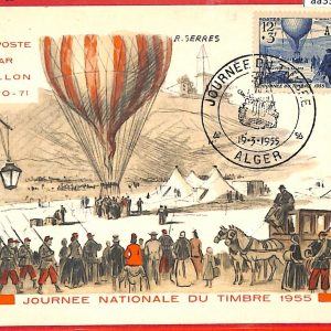 aa3358  - ALGERIA  - POSTAL HISTORY - MAXIMUM CARD - 1955  Balloon SERRES