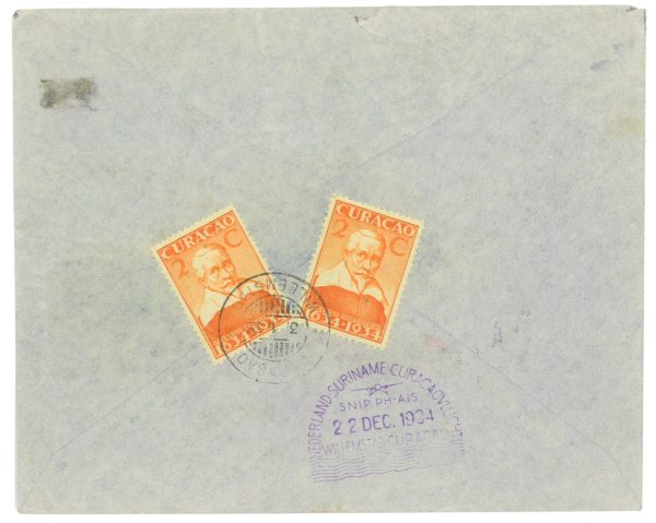 P3697 - AIRMAIL , NETHERLANDS , 12.12.34 SPECIAL FLIGHT TO THE DUTCH WEST INDIES - immagine 2