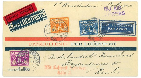 P3698 - AIRMAIL , NETHERLANDS 1.5.1930 AMSTERDAM-KÖLN , NICE AND FRESH