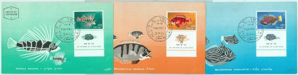 68680 - ISRAEL - Postal History - Set of 3 MAXIMUM CARDS 1963 - FISH