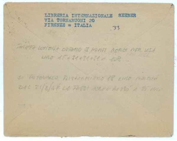P2597 - ITALIA , LETTERA PER VIA AEREA PER GLI USA TARIFFA DI L 108.- 21.3.1947 - immagine 2