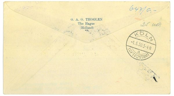 P3698 - AIRMAIL , NETHERLANDS 1.5.1930 AMSTERDAM-KÖLN , NICE AND FRESH - immagine 2