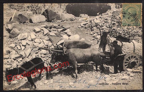 ag7926 - CARTOLINA D'EPOCA - Massa Carrara Città - Trasporto di Marmi