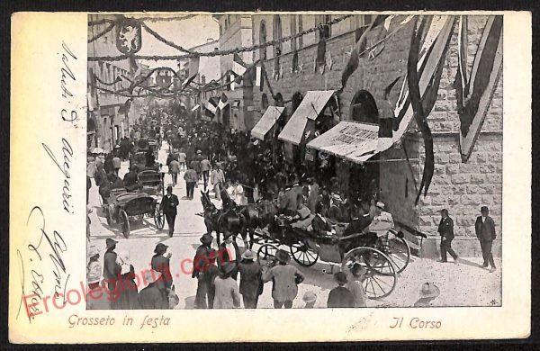 ag2012 - CARTOLINA D'EPOCA - Grosseto Città - Il Corso  1904