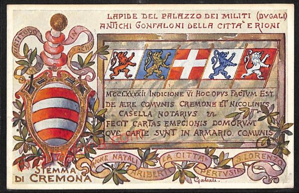 ae5536 - CARTOLINA D'EPOCA - Cremona Città - Stemma di Cremona  1909