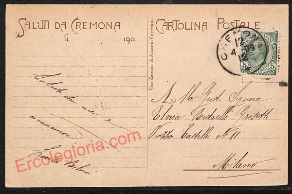 ae5536 - CARTOLINA D'EPOCA - Cremona Città - Stemma di Cremona  1909 - immagine 2