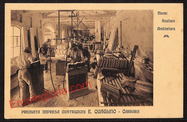 ag7931 CARTOLINA D'EPOCA-Massa Carrara- Premiata Impresa Costruzioni E. Quaglino