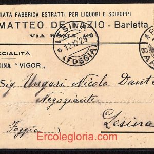 ae0900 - CARTOLINA  D'EPOCA - BAT Provincia - Barletta  1929