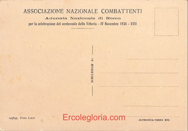 ad7891 - CARTOLINA D'EPOCA - Roma Città - Associazione Nazionale Combattenti - immagine 2