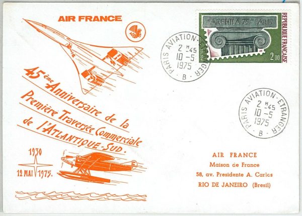 64848  - FRANCE - POSTAL HISTORY - SPECIAL COVER Atlantic: CONCORD Aviation 1975