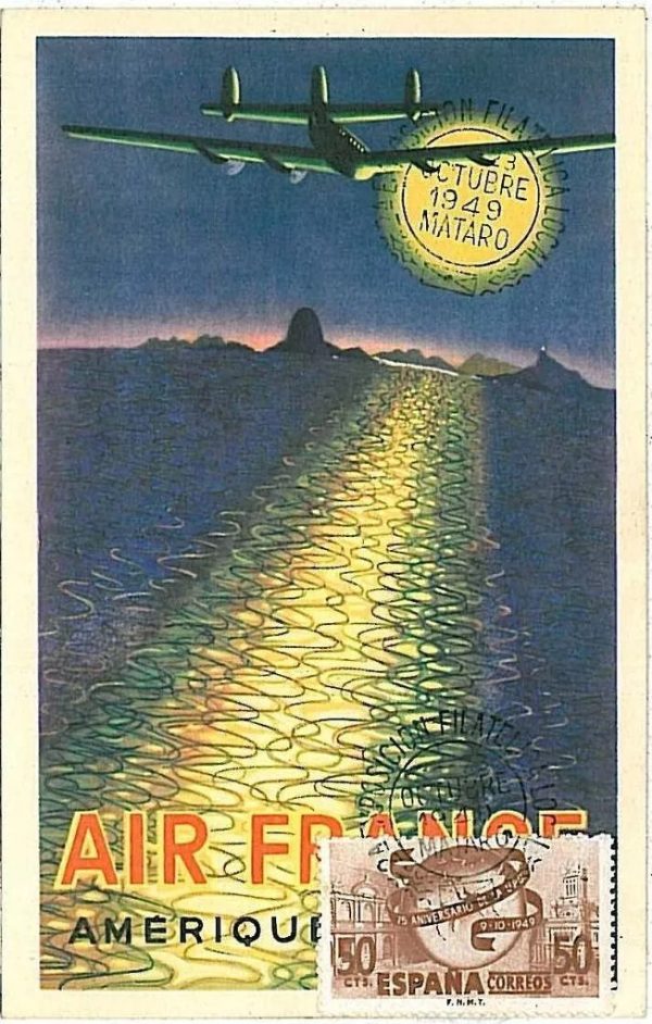 16035 - FRANCE  - Vintage Postcard  CPA - AIR FRANCE 1949    AVIATION AIRPLANES