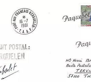 13126 - FRANCE - Postal History - PAQUEBOT cover -  T.A.A.F. 1981   POLAR ANTARC