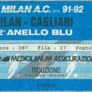 68448  - Vecchio  BIGLIETTO PARTITA CALCIO - 1991 / 1992 : MILAN /  CAGLIARI