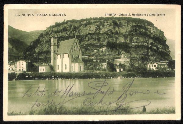 ab5488 - CARTOLINA  D'EPOCA - Trento Città : CHIESA S. APOLLINARE E DOSS TRENTO