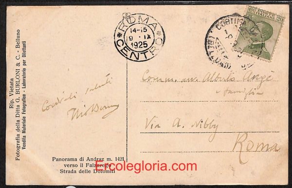 ae1073 - CARTOLINA  D'EPOCA - Belluno Provincia -  Andraz  1925 - immagine 2