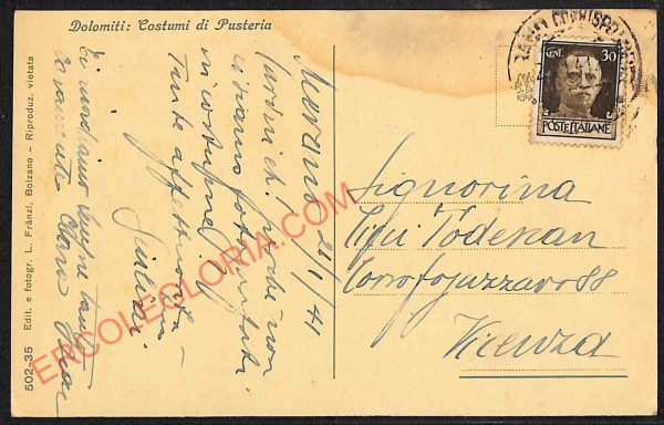 ae4069 - CARTOLINA  D'EPOCA - Bolzano Città - Costumi di Pusteria - immagine 2