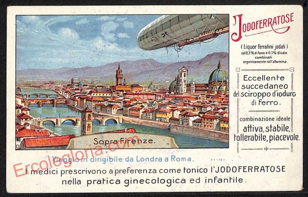 ae7391 - CARTOLINA D'EPOCA - Firenze - Viaggio in girigibile da Londra in Roma