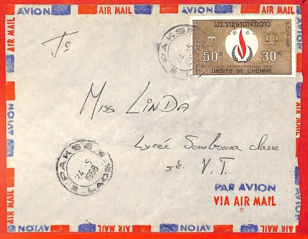 aa6310  - LAOS - Postal History - AIRMAIL COVER from PAKSE  1968