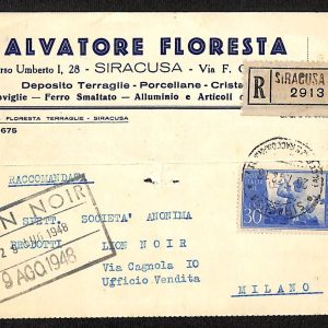 ai6633 - STORIA POSTALE - Siragusa Città - Salvatore Floresta