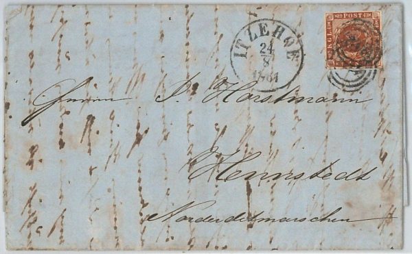 41988 - DENMARK  Danmark - POSTAL HISTORY: MI # 7 on COVER 1863  Itzehoe 119