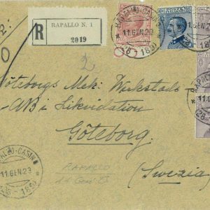 P0514 -  Regno - Storia Postale -  MICHETTI + LEONI su BUSTA per SVEZIA  1922