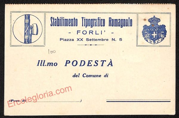 ag0409 - CARTOLINA D'EPOCA - Forlì Città - Stabilimento Tipografico Romagnolo
