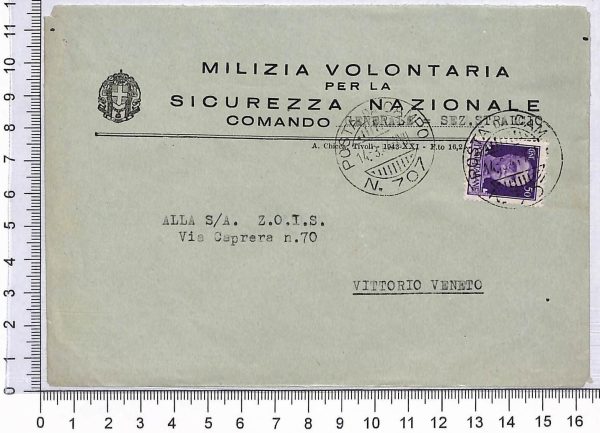 P0833 - ITALIA  RSI -  Storia Postale - POSTA DA CAMPO # 707 Comando Generale