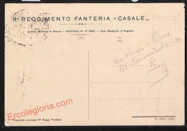 ag0412 - CARTOLINA D'EPOCA - Forlì Città - 11° Reggimento Fanteria  '' Casale '' - immagine 2