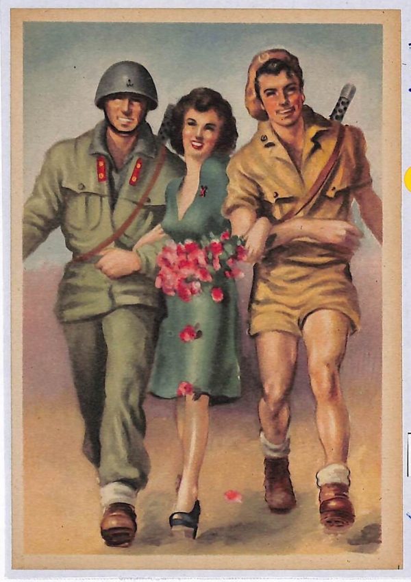 P0851 - ITALIA  RSI -  INTERO POSTALE Franchigia Militare: RAGAZZA fra MILIZIANI