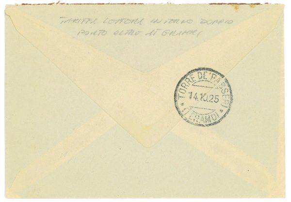 P 1168 - ITALIA COLONIE , ERITREA , 2.10.1925 LETTERA PER ITALIA, SASS. 87 E 91 - immagine 2