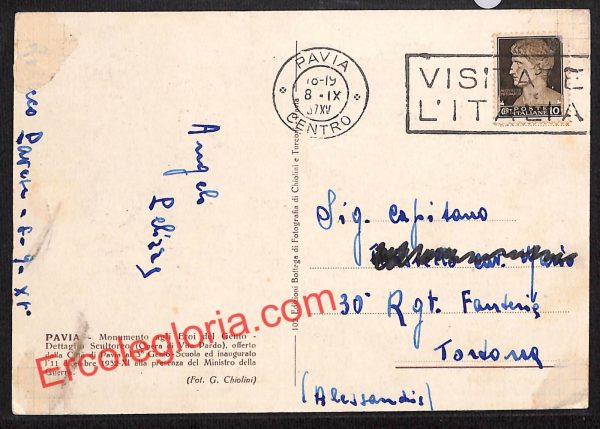 ah5823 - CARTOLINA  D'EPOCA - Pavia Città - Monumento agli Eroi dei Genio - immagine 2