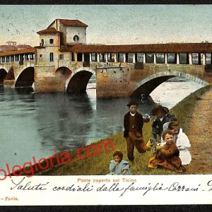 ah5833 - CARTOLINA  D'EPOCA - Pavia Città - Ponte coperto sul Ticino