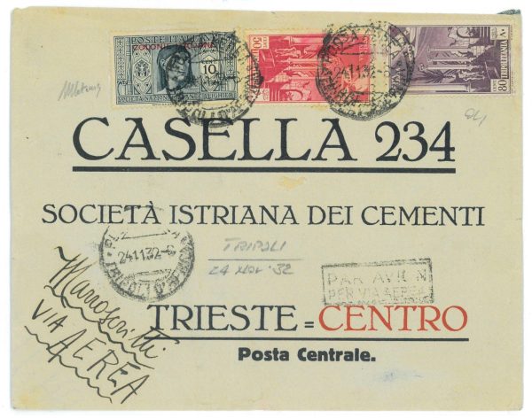 P 1183  -   COLONIE ITALIANE NR. 11 + TRIPOLITANIA PA 9 E 11 SU BUSTA 1932