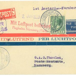 P3705 - AIRMAIL , NETHERLANDS , 1.5.1930 AMSTERDAM NÜRNBERG,