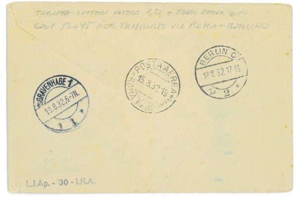 P 1184  - Colonie Italiane mista con Cirenaica 1932 su busta viaggiata. - immagine 2