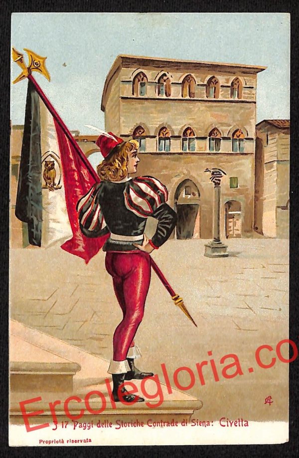 ai5424 CARTOLINA D'EPOCA - I 17 Paggi delle Storiche Contrade di Siena : Civetta
